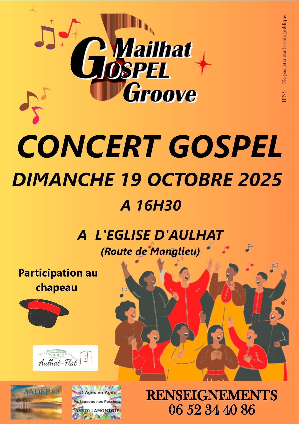 Affiche GOSPEL aulhat 19 octobre